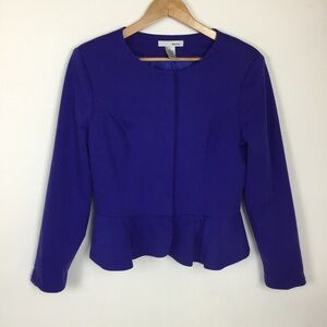 WD NY Peplum Blue Snap Closure Lined Blazer size L